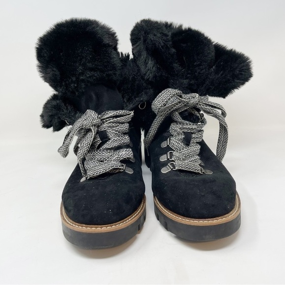 WHITE MOUNTAIN Women’s Black GLAMOROUS ANKLE BOOTIE Lug Sole Shearling Fur Sz 11 - Picture 3 of 12